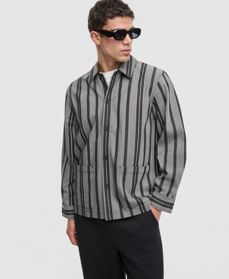 Men's Relaxed-Fit Striped Overshirt