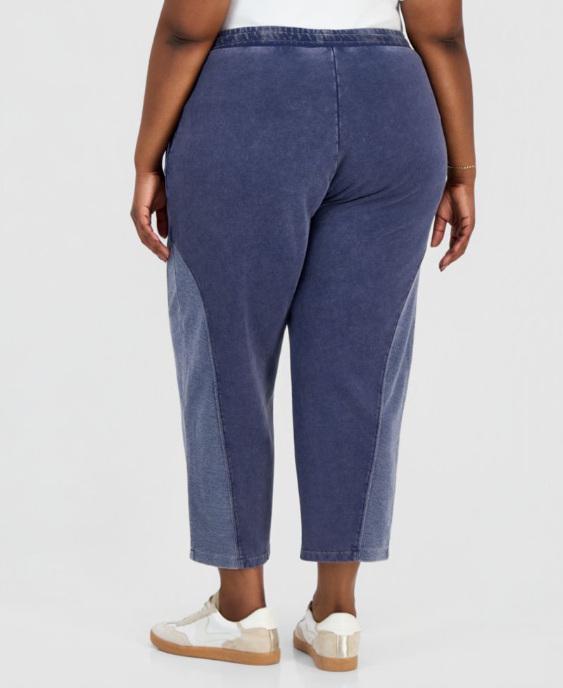 Trendy Plus Size French Terry Barrel-Leg Pants
