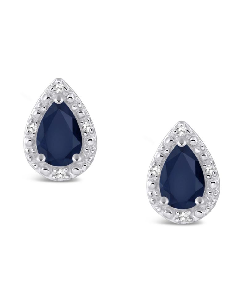 Sapphire (9/10 ct. t.w.) and Diamond Accent Stud Earrings in Sterling Silver (Also in Ruby)