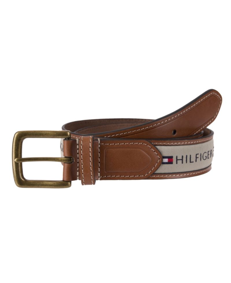 35MM Men's Tri-Color Ribbon Inlay Leather Belt