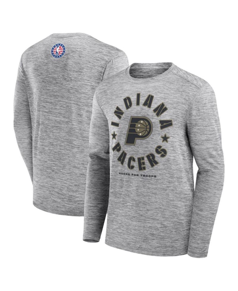 Men's Heather Gray Indiana Pacers NBA Hoops for Troops Long Sleeve T-Shirt