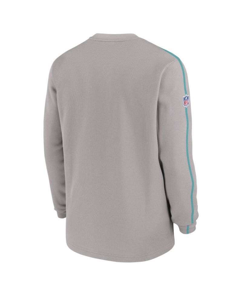 Men's Gray Miami Dolphins 2024 Sideline Coaches Long Sleeve Top