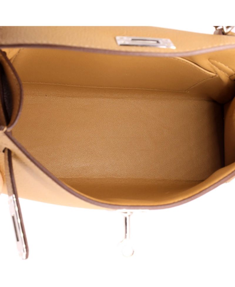 Pre-Owned Hermes Kelly 20 Handbag Brown Epsom with Palladium Hardware