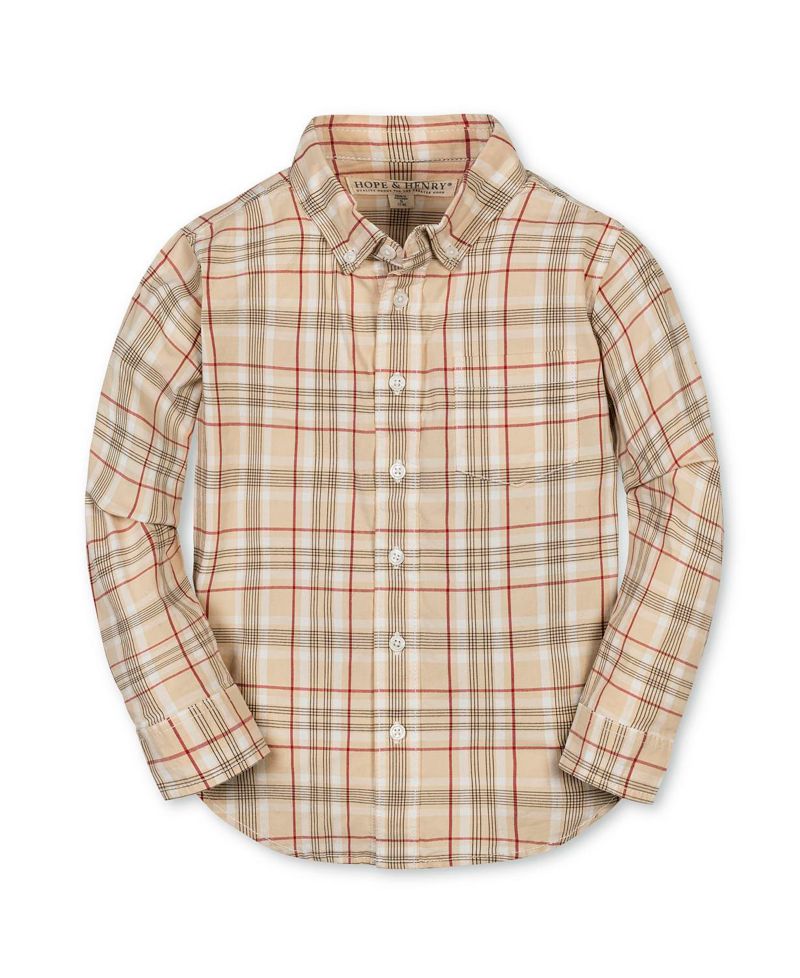 Hope and Henry Little and Big Boys' Organic Long Sleeve Stretch Poplin Shirt