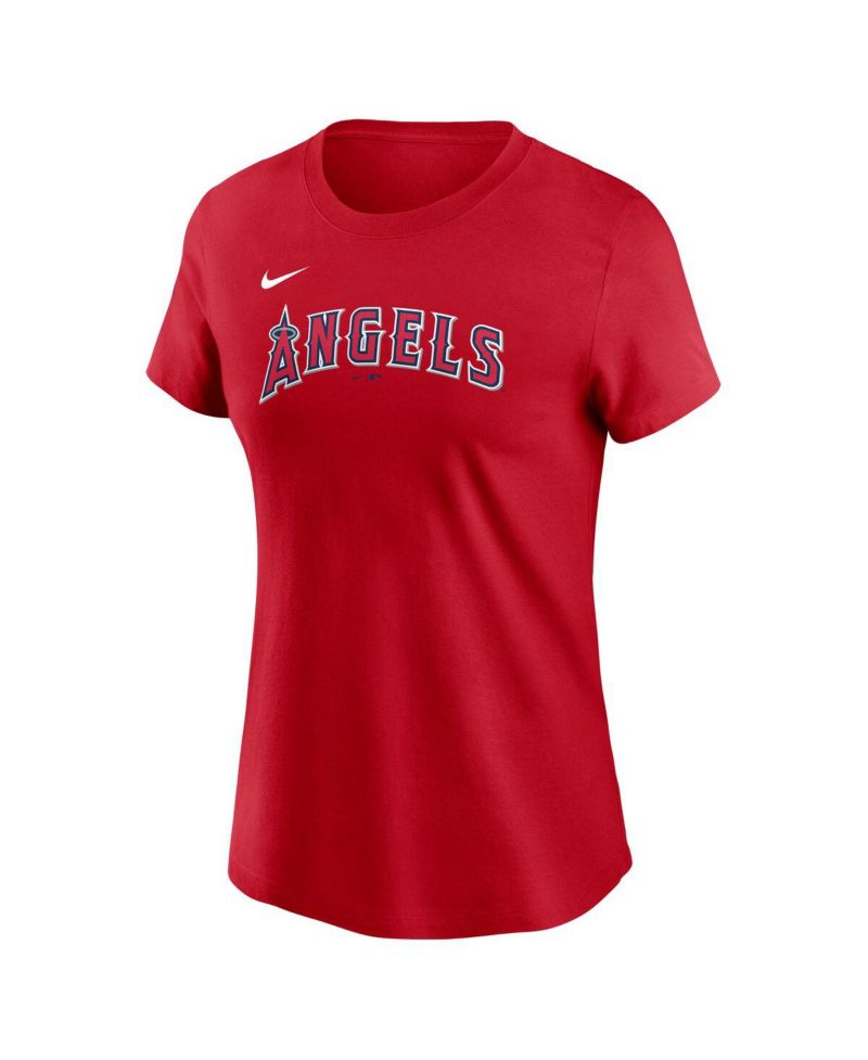Women's Mike Trout Red Los Angeles Angels Fuse Name & Number T-Shirt