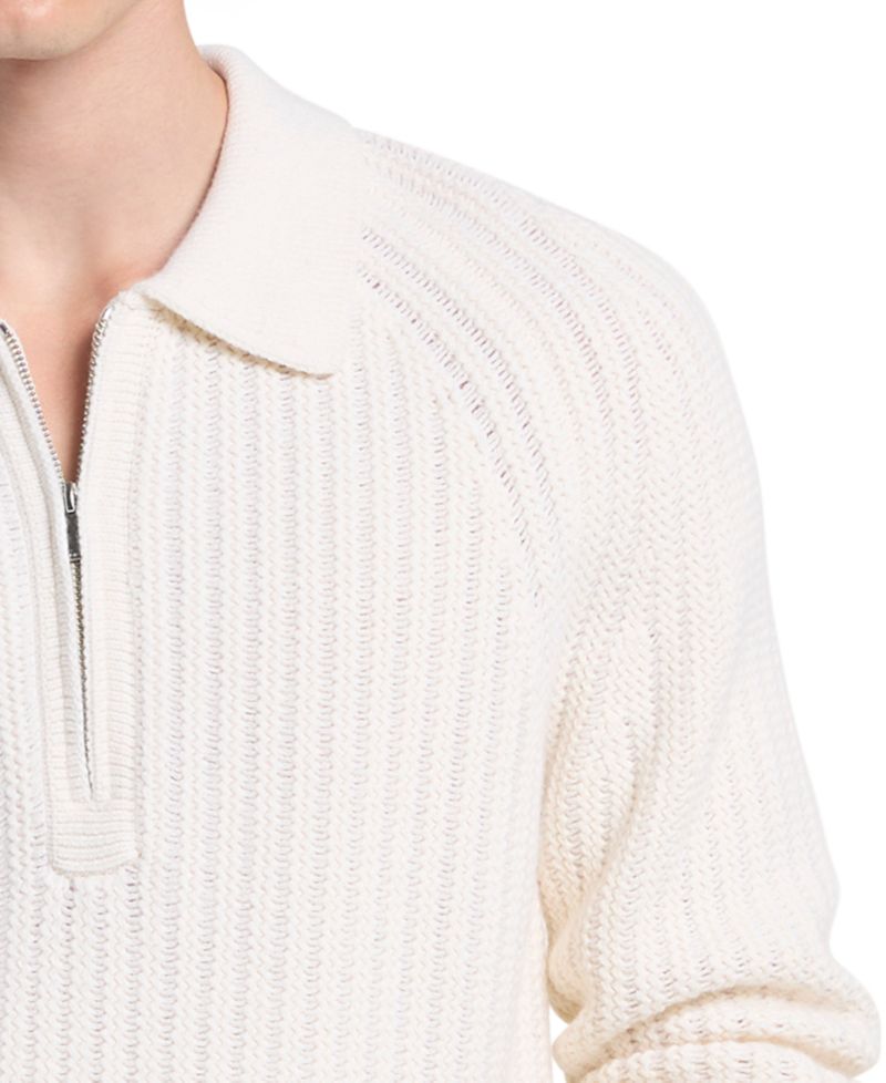 Men's Textured Wool-Blend Quarter-Zip Sweater