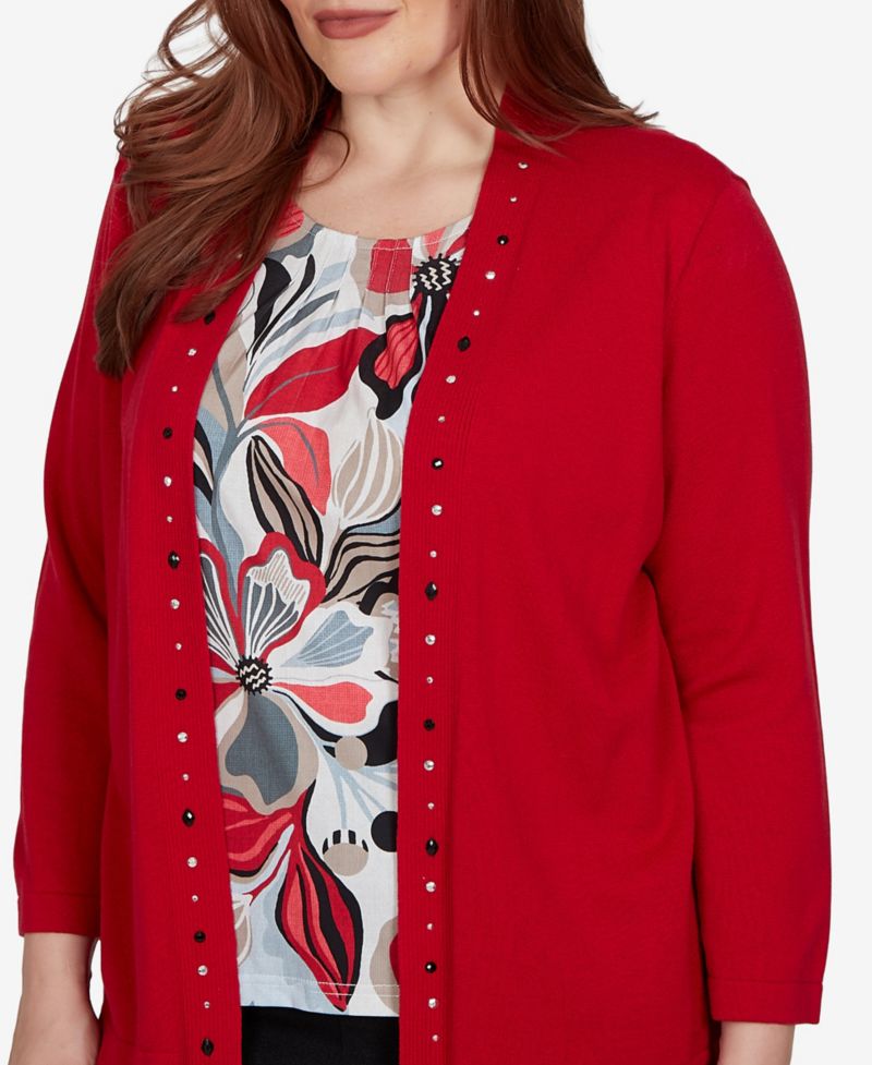 Petite Shawl-Collar 3/4-Sleeve Cardigan
