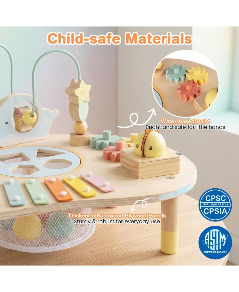 7-in-1 Montessori Wooden Activity Table, 12 Months+