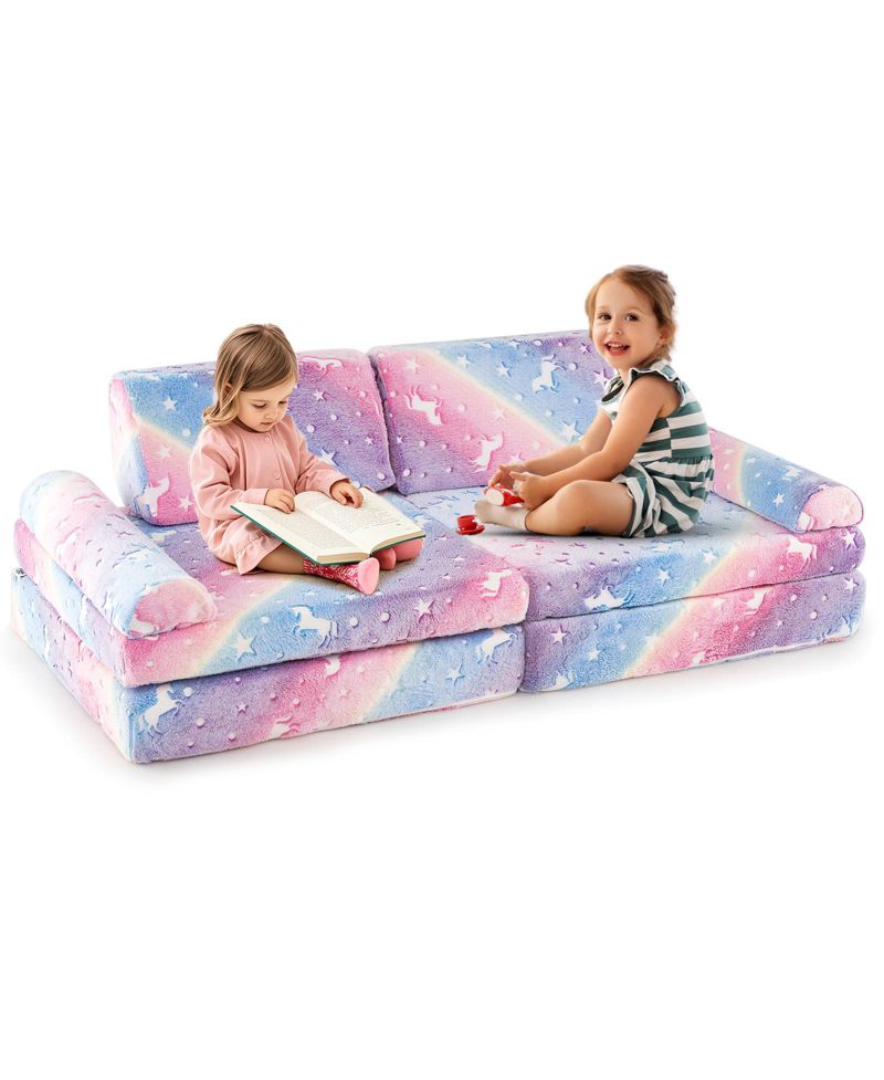 8-Piece Modular Kids Play Couch Glow-in-the-Dark Toddler Sectional