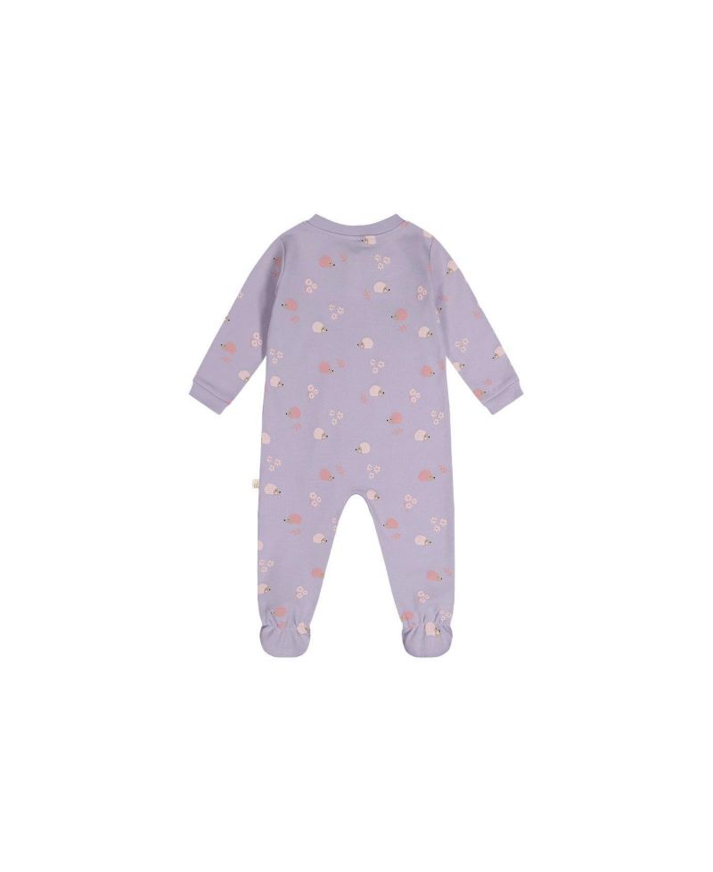 Baby Girls Cotton One Piece Pajama Purple Hedgehog Print