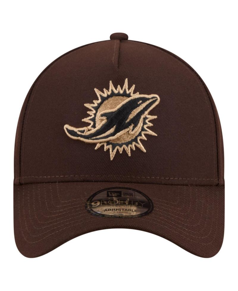 Men's Dark Brown Miami Dolphins Burnt Wood A-Frame 9FORTY Adjustable Hat