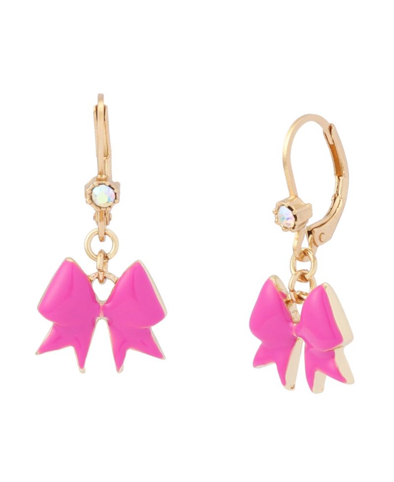 Fuchsia Cheer Bow Drop Earrings