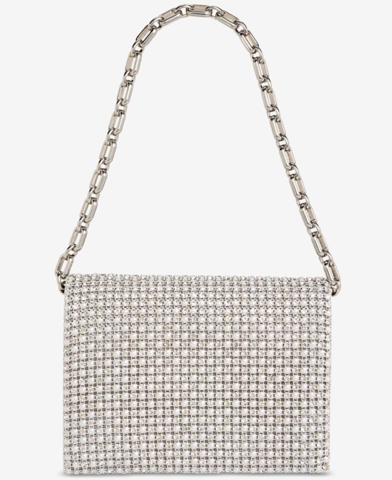Imitation Pearl XL Diamond Mini Flap Clutch