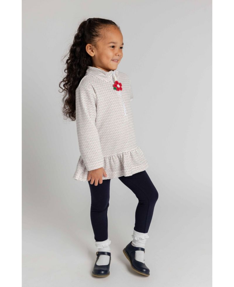 Girls' 4-16 Half-Zip Velour Printed Sweatshirt