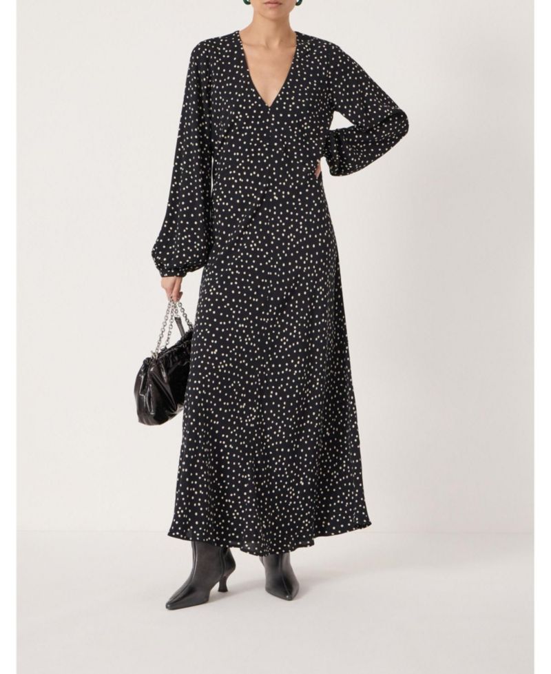 Women's V-Neck Long Sleeve Crepe Dress