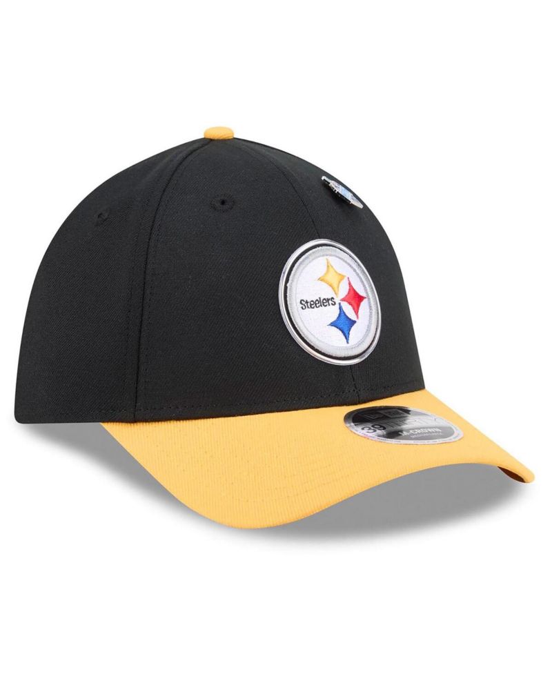 Men's Black/Gold Pittsburgh Steelers 2026 NFL Draft 39THIRTY M-Crown Flex Hat