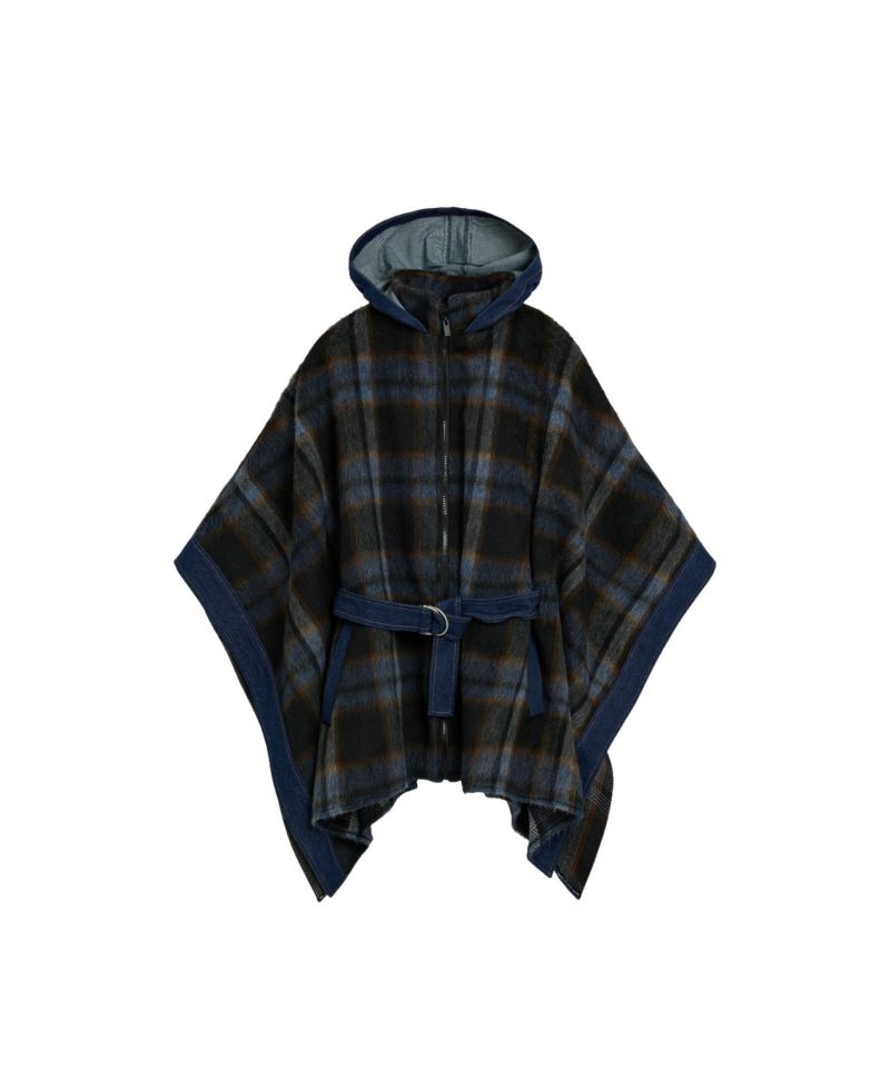 Women's Plaid denim poncho