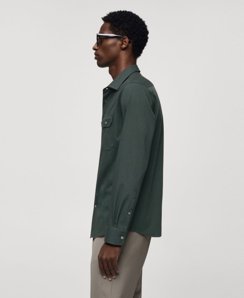 Men's Pockets Detail Stretch Fabric Overshirt