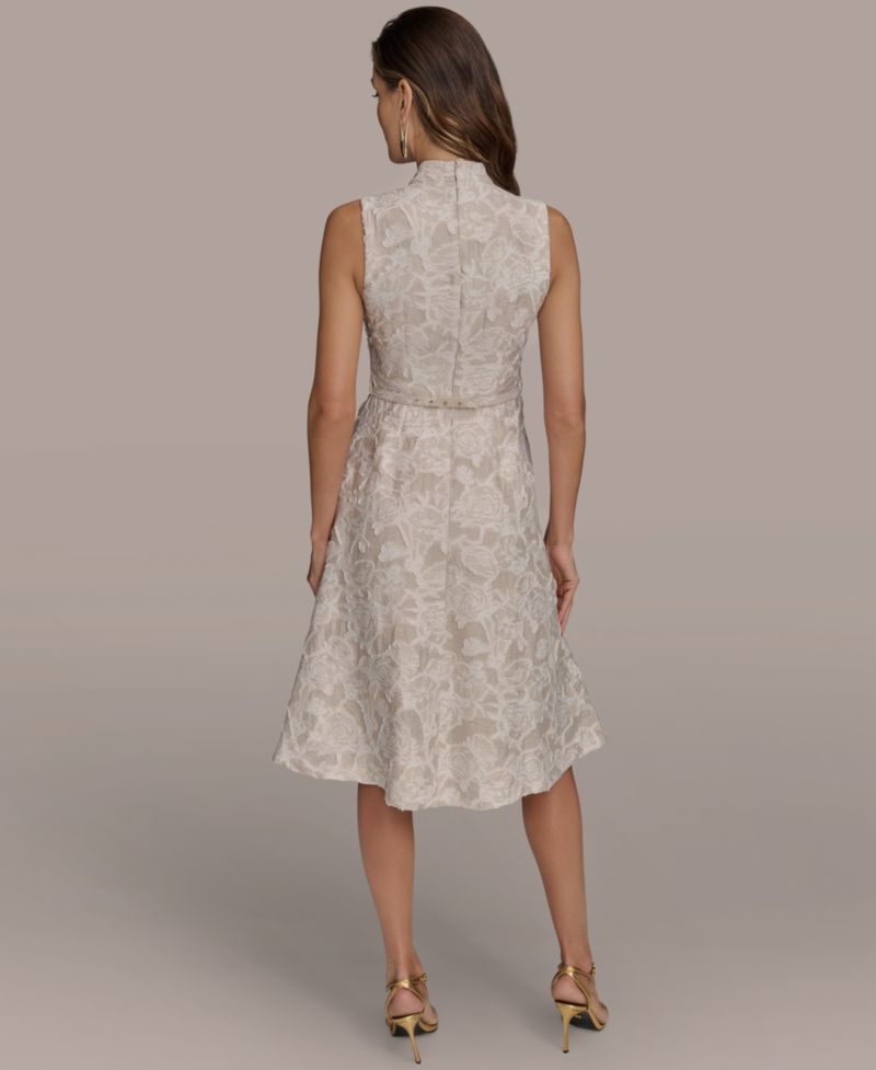 Women's Belted Jacquard Dress