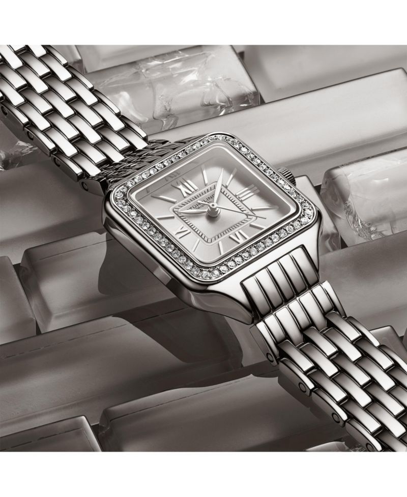 Confidant 4020 Women s Square Watch - Quartz Movement, 27mm Case, Crystal-Accented Bezel, Stainless Steel Bracelet