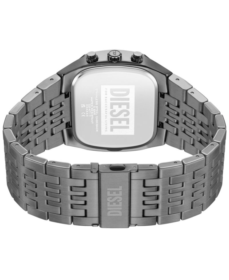 Men's Spiked Cushion Quartz Chronograph Gunmetal Stainless Steel Watch 45mm