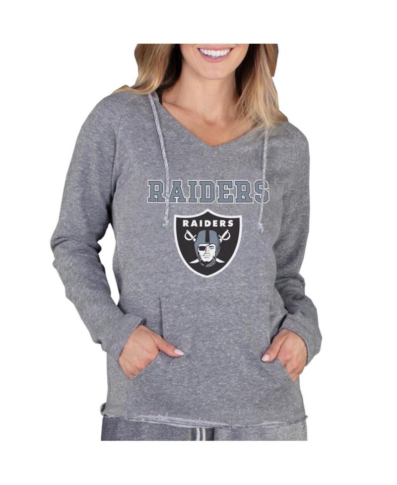 Women's Gray Las Vegas Raiders Mainstream Tri-Blend Raglan Hoodie V-Neck Top