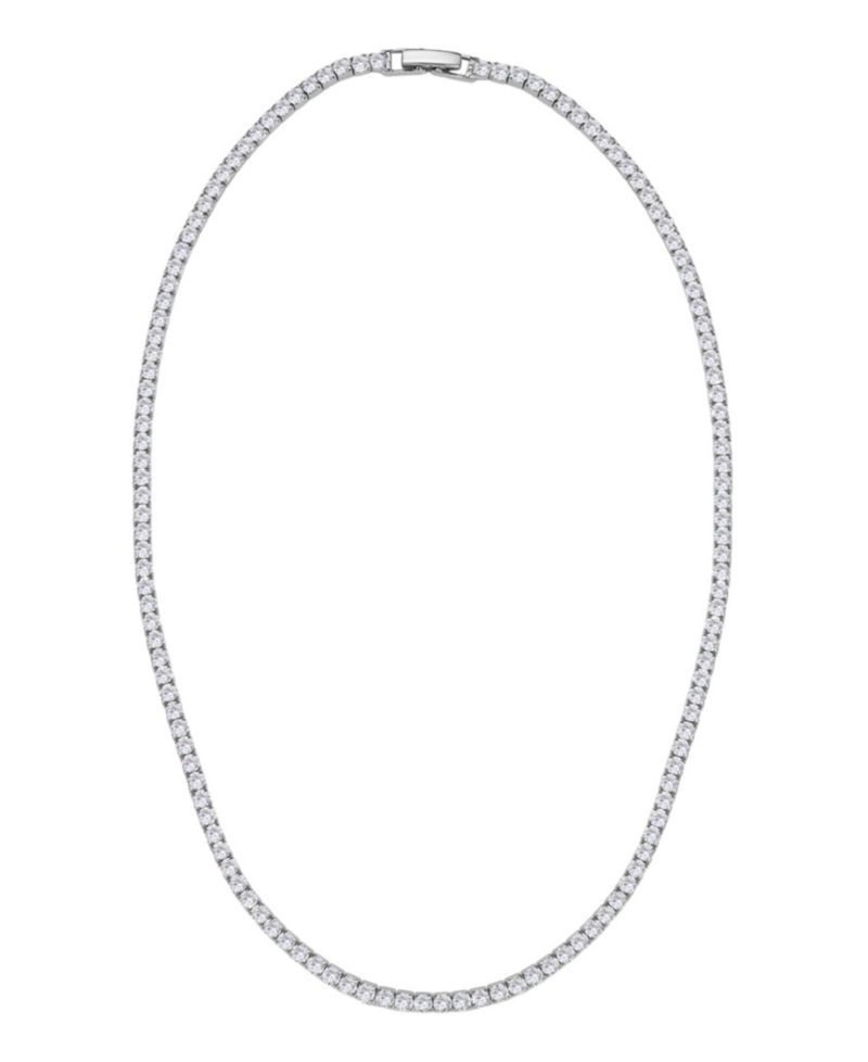 Silver Crystal 3mm Tennis Chain Necklace