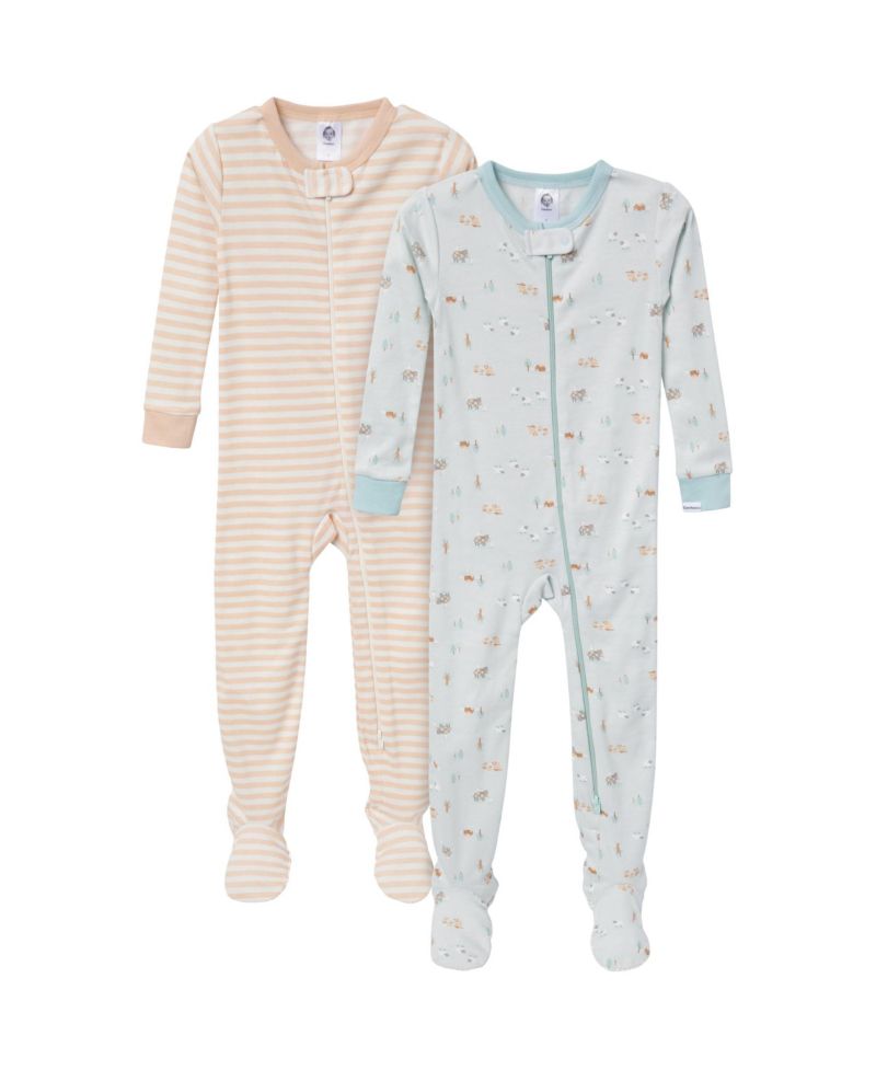 Baby Boys Snug Fit Footed Sleep & Play, 2-Pack, Farm