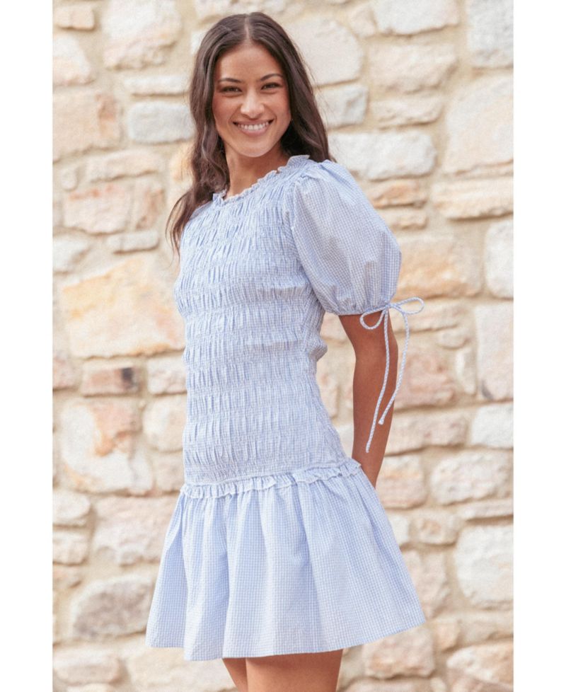 Women's Kaelyn Fit & Flare Puff Sleeve Gingham Mini Dress