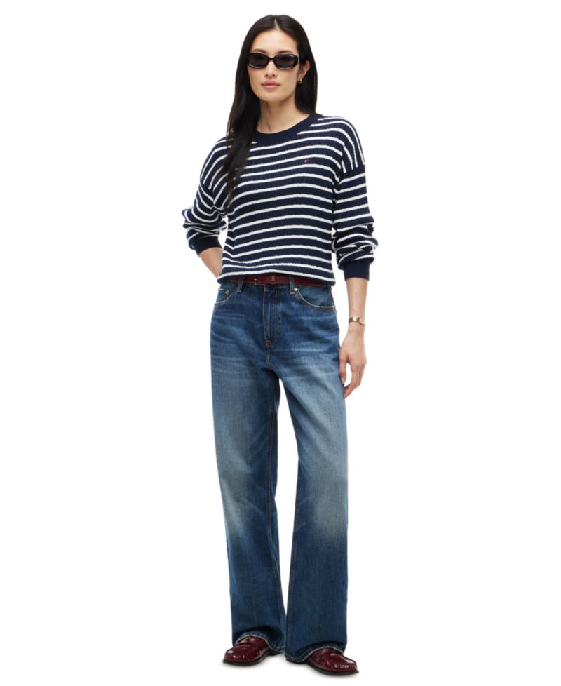 Women's Cable-Knit Crewneck Long-Sleeve Sweater