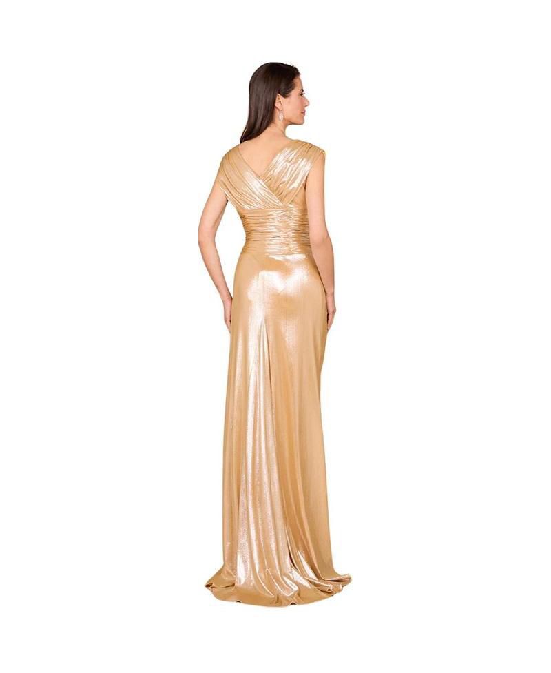 Women's V-Neck Metallic Dress with Slit
