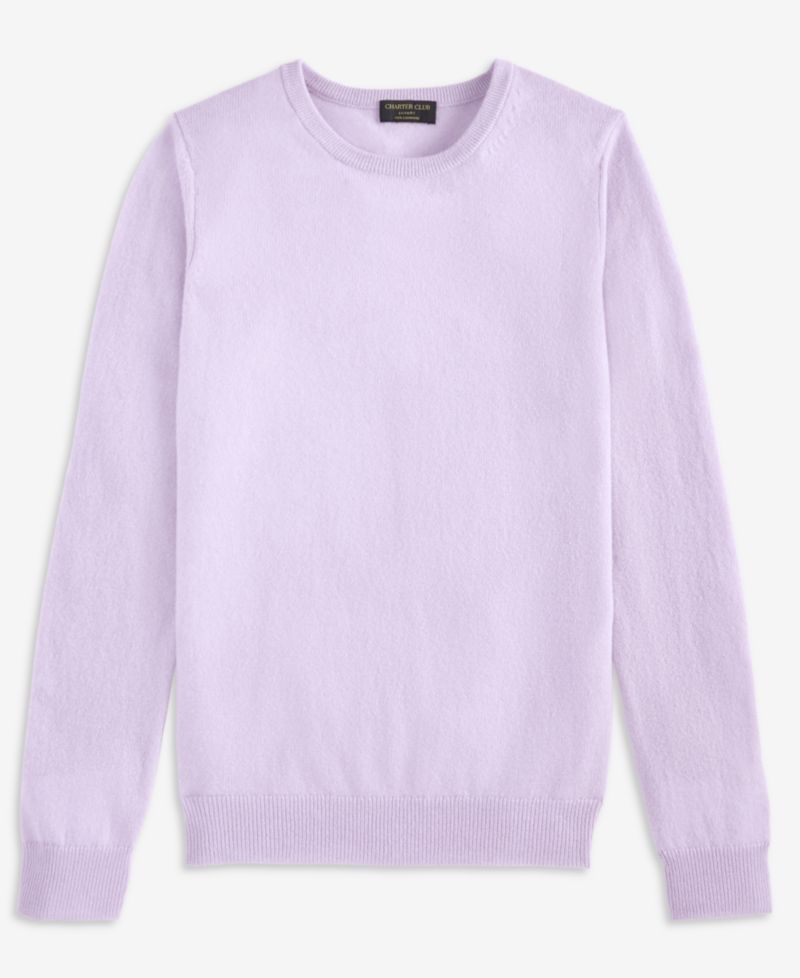 100% Cashmere Women's Petite Long-Sleeve Crewneck Sweater