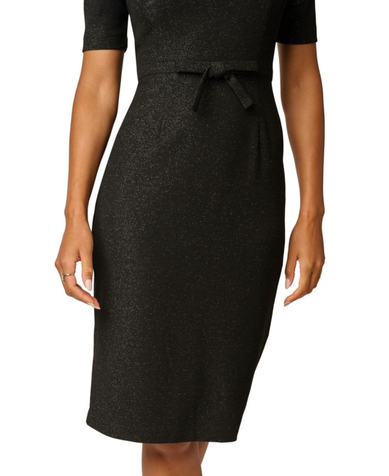 Women's Bow-Waist Short-Sleeve Knee-Length Dress