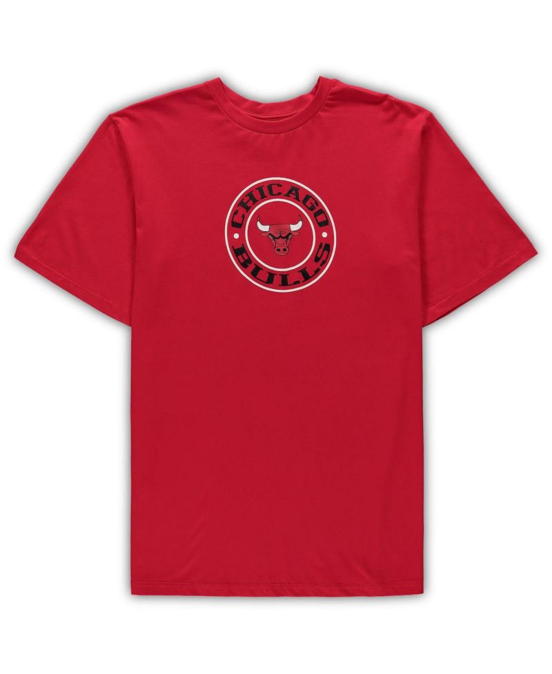 Men's Red, Black Chicago Bulls Big and Tall T-shirt and Shorts Sleep Set