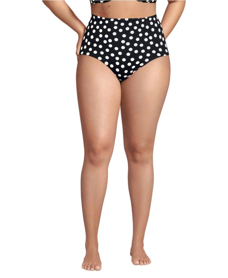 Plus Size Sculpting Suit Chlorine Resistant Targeted Control Retro High Waisted Bikini Swim Bottoms