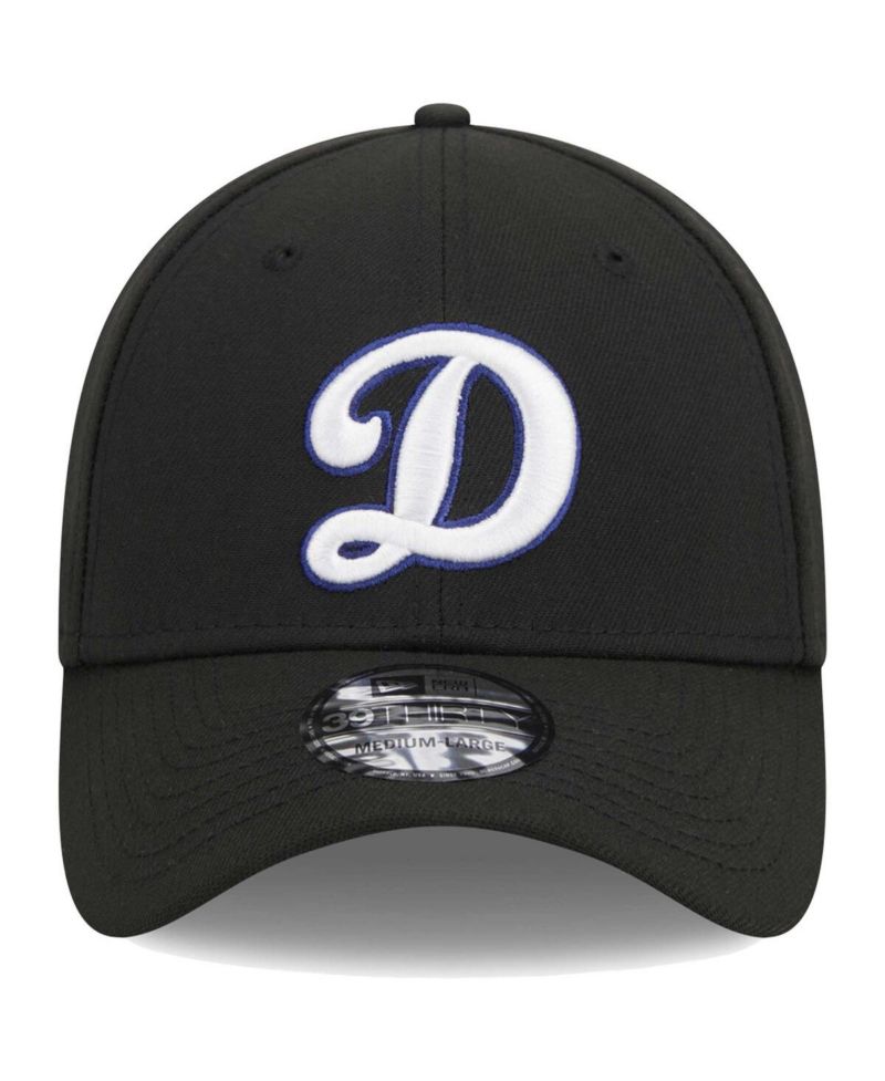 Men's Black Los Angeles Dodgers Logo 39THIRTY Flex Hat