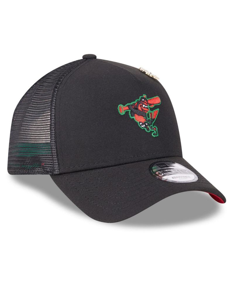 Men's Black Baltimore Orioles 2025 Big League Chew A-Frame 9FORTY Adjustable Trucker Hat