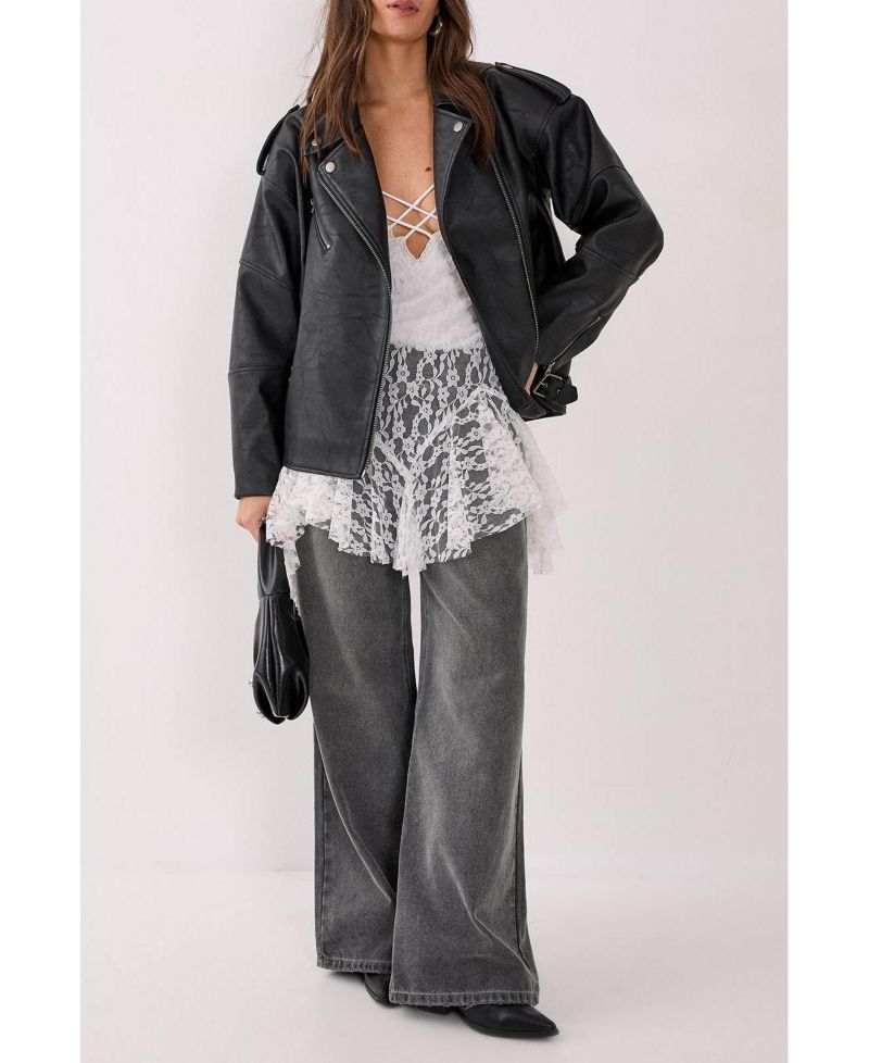Women's Faux Leather Biker Jacket