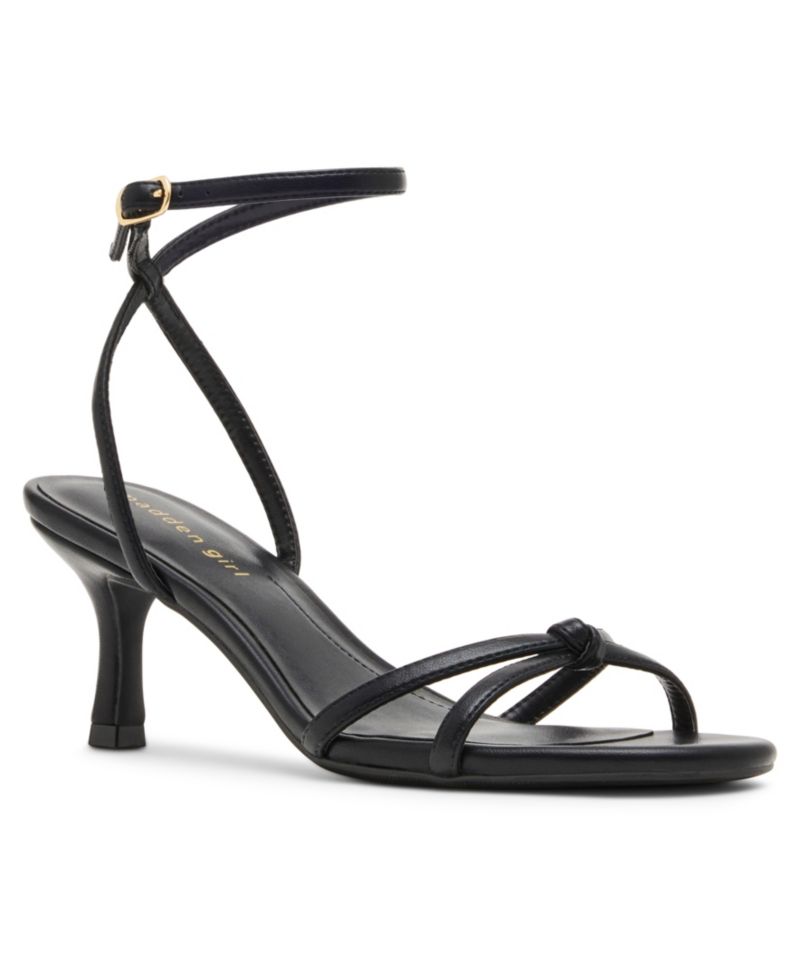 Women's Red Strappy Knot Stiletto Heel Dress Sandals