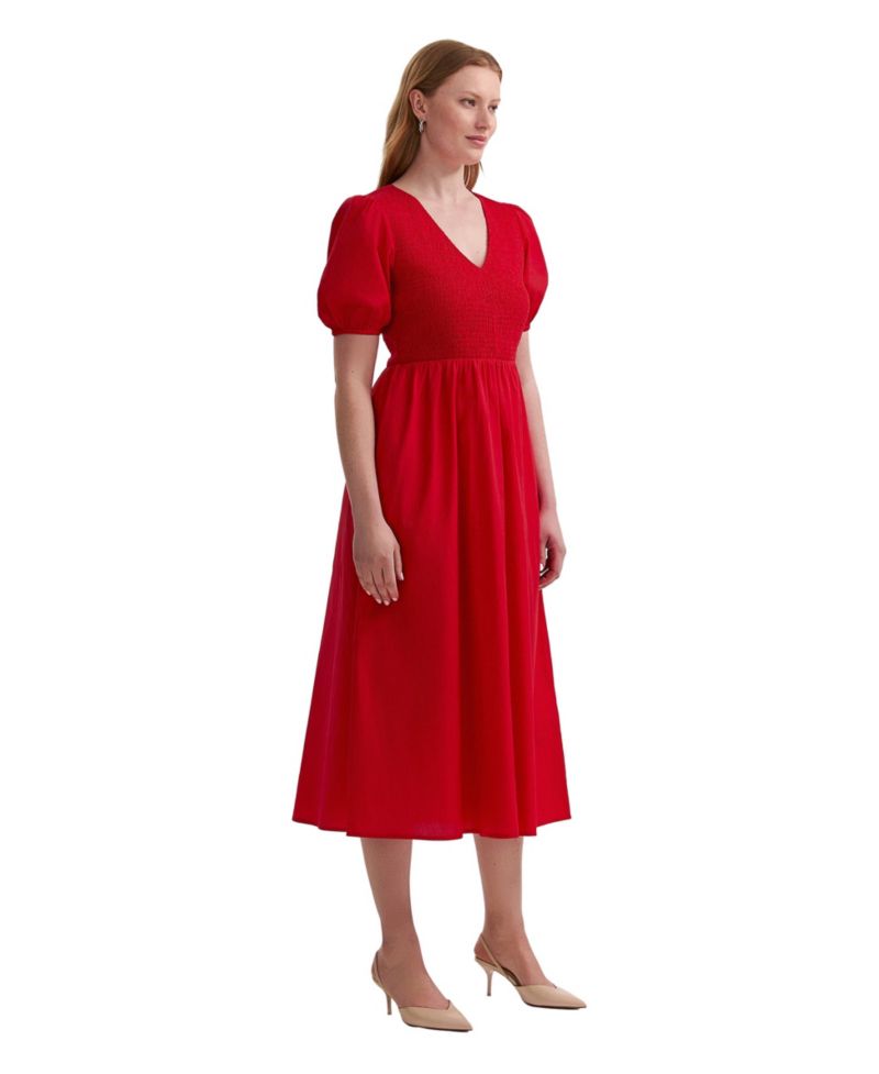 Women's Jamilla V-Neck Short-Sleeve Midi Dress