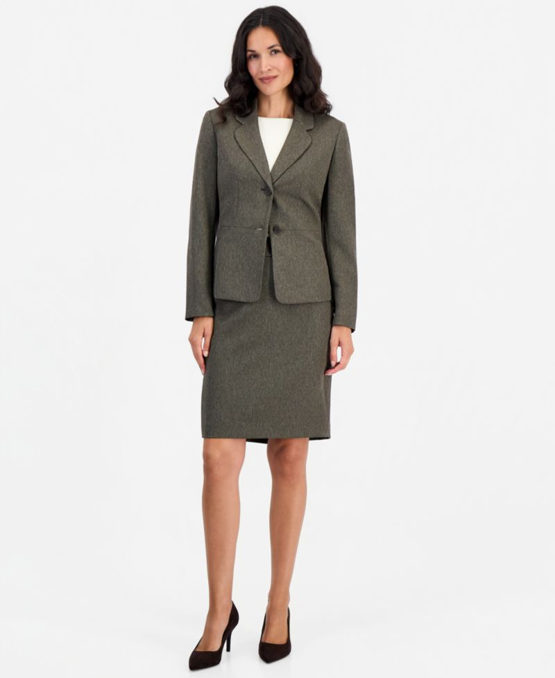 Women's Slim-Fit Notch-Collar Two-Button Jacket and Skirt, 2-Piece Set