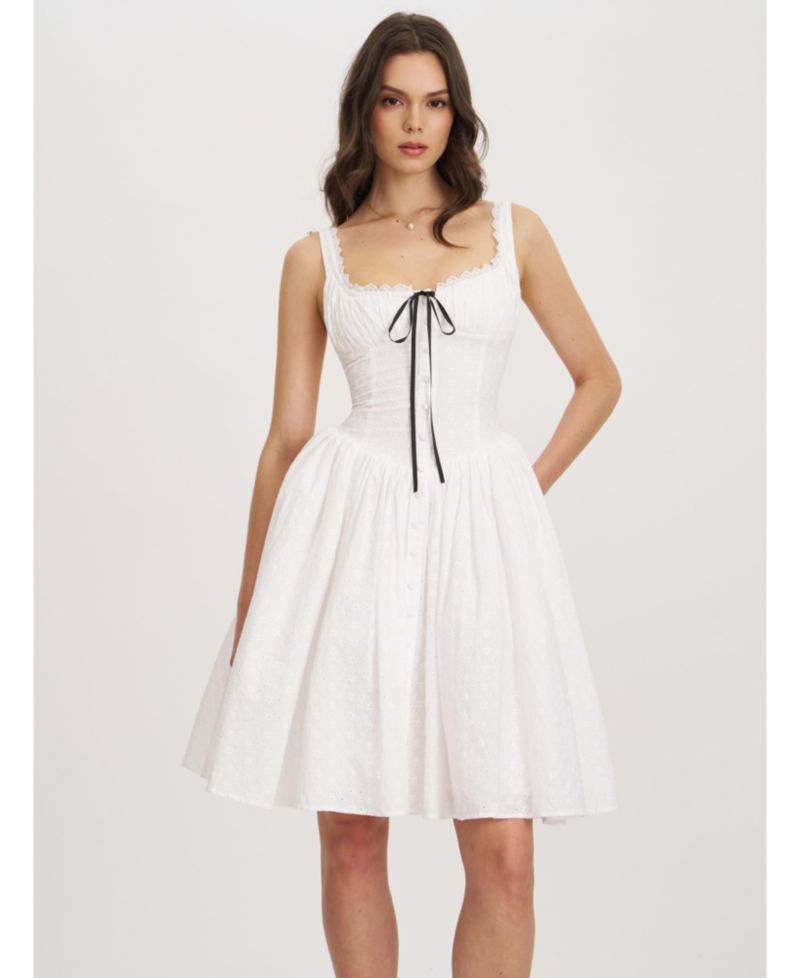 Women's Madison Cotton Eyelet Square Neck Dress