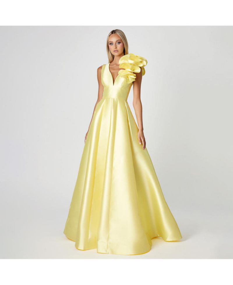 Women's Mirella V Neck Ruffle Gown