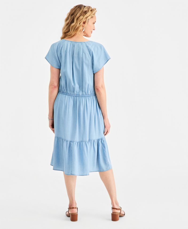 Women's Tiered Chambray Dress