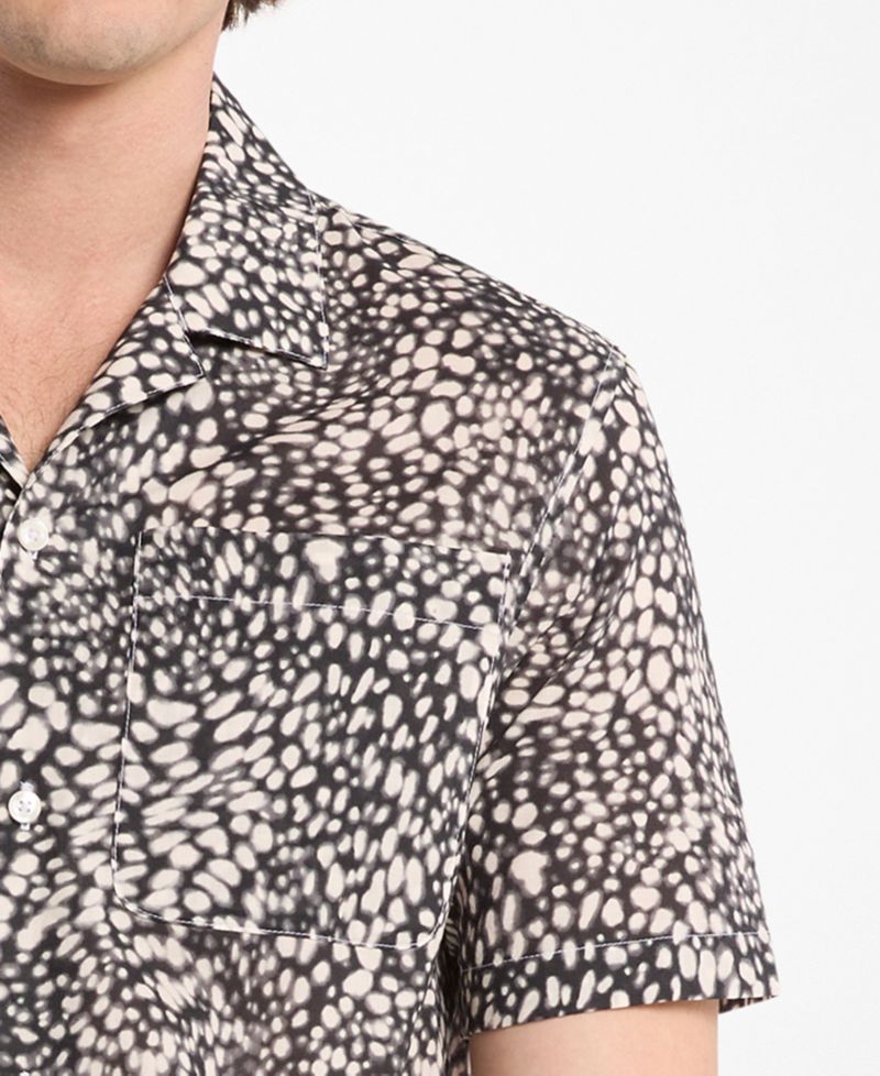 Men's Printed Cotton Camp Collar Shirt
