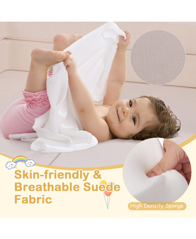 9-Piece Foam Climb and Crawl Playset with Soft Suede Cover for Toddlers