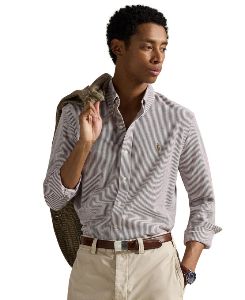 Men's Striped Knit Oxford Shirt