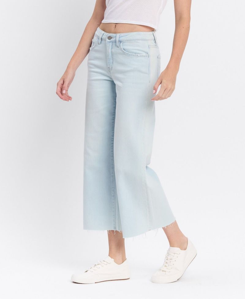 Women's High Rise Crop Wide Leg Jeans