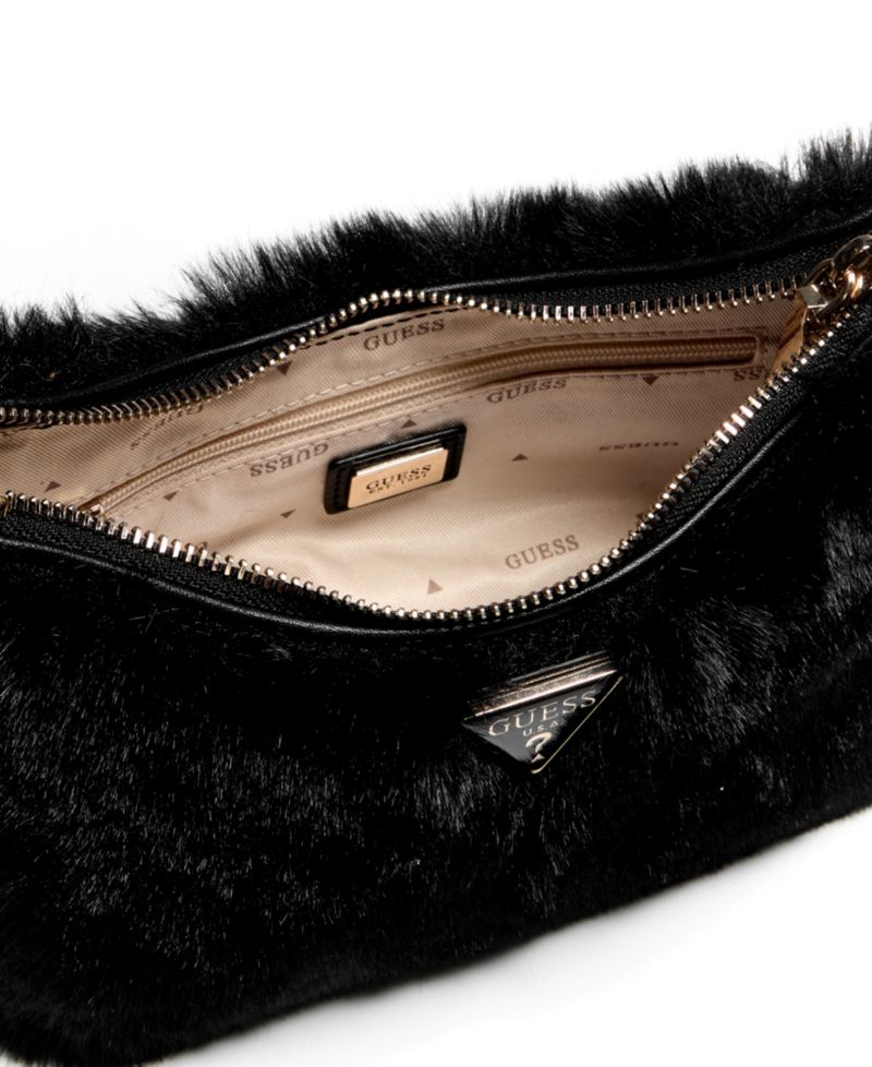 Faux Fur Shimmer Small Shoulder Handbag