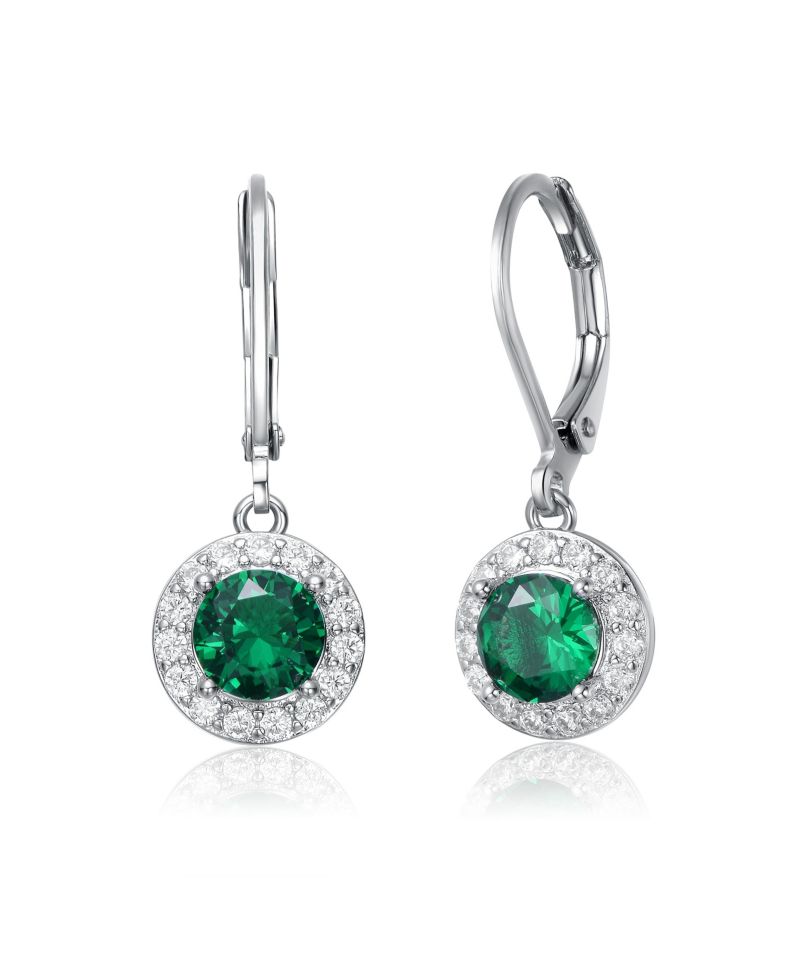 Elegant Halo Drop Dangle Leaver back Earrings